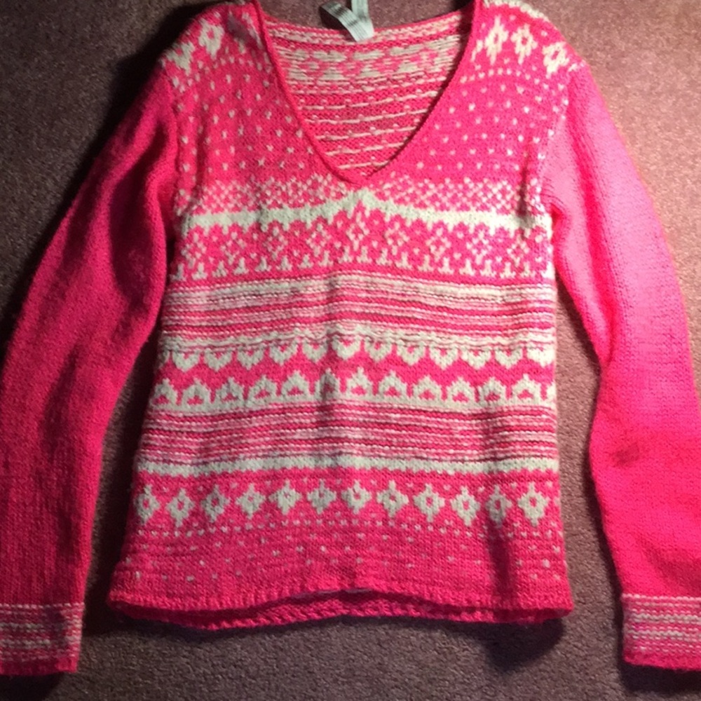 Pink and white sweater